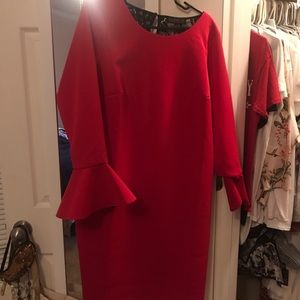Eloquii red dress with black lace accent size 16